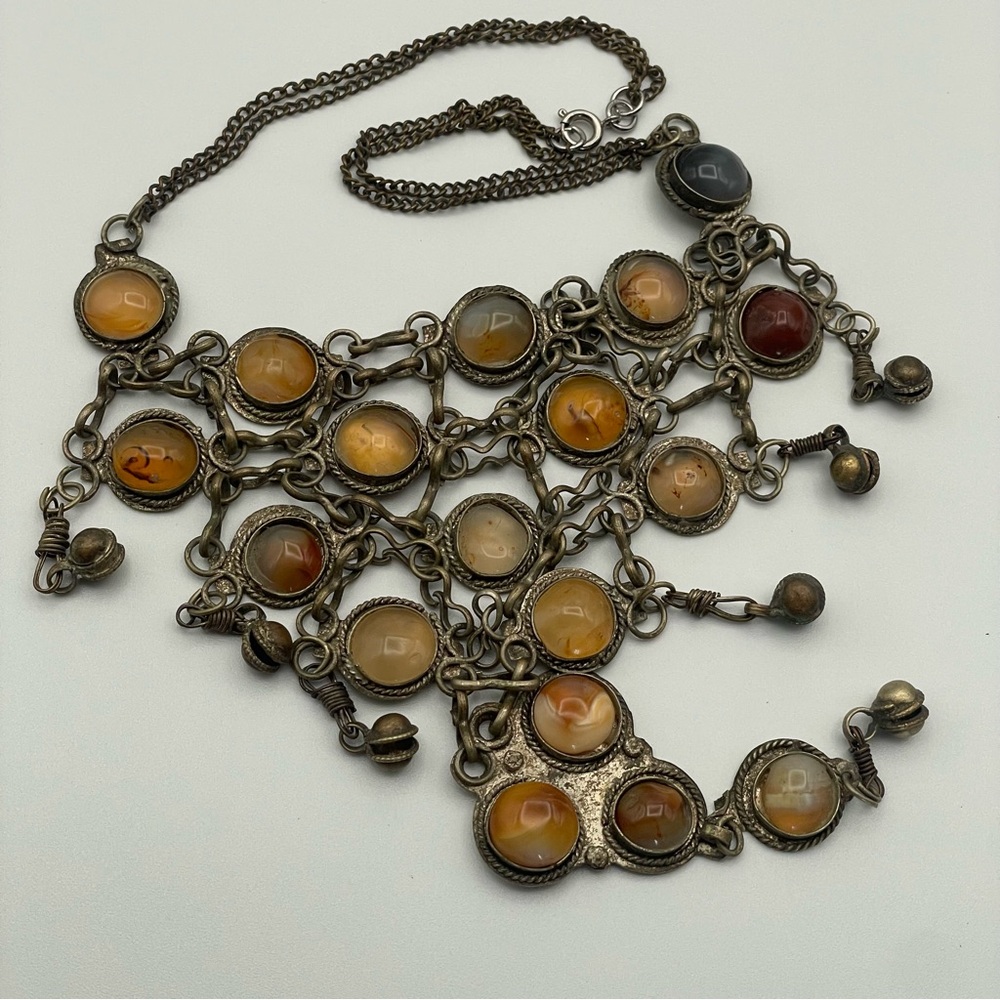 Vintage Tribal Agate Bib/Choker Necklace - Picture 4 of 6